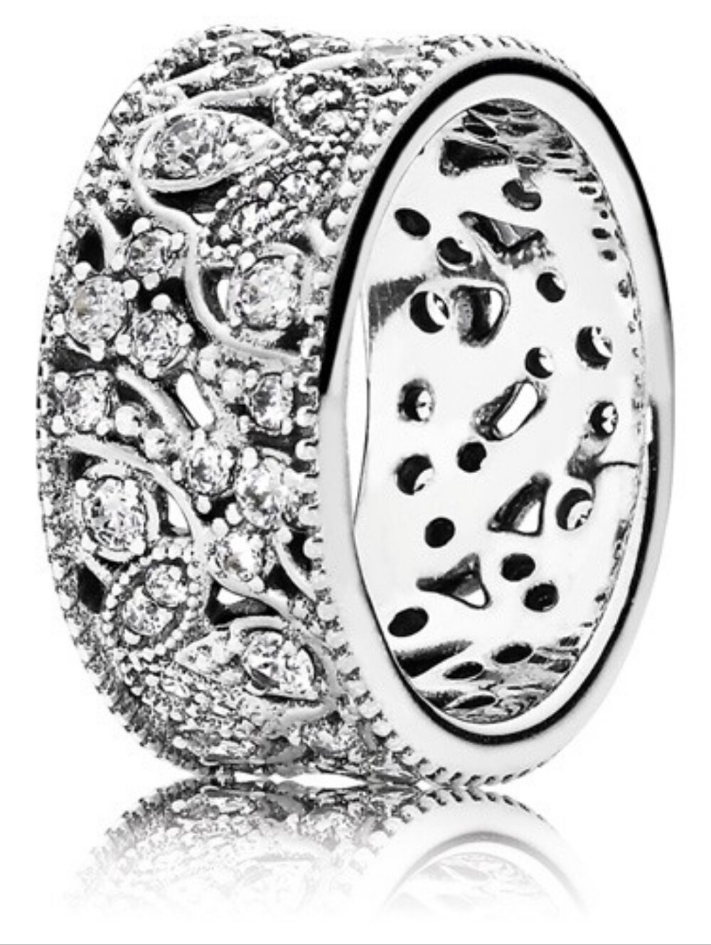 Pandora Shimmering Leaves Statement Silver Ring